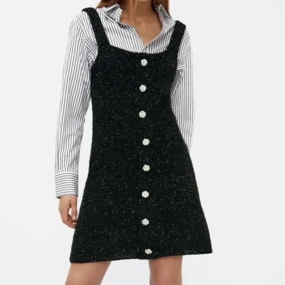 Zara Jeweled Button Metallic Thread Knit Mini Dress Size M - Picture 9 of 9